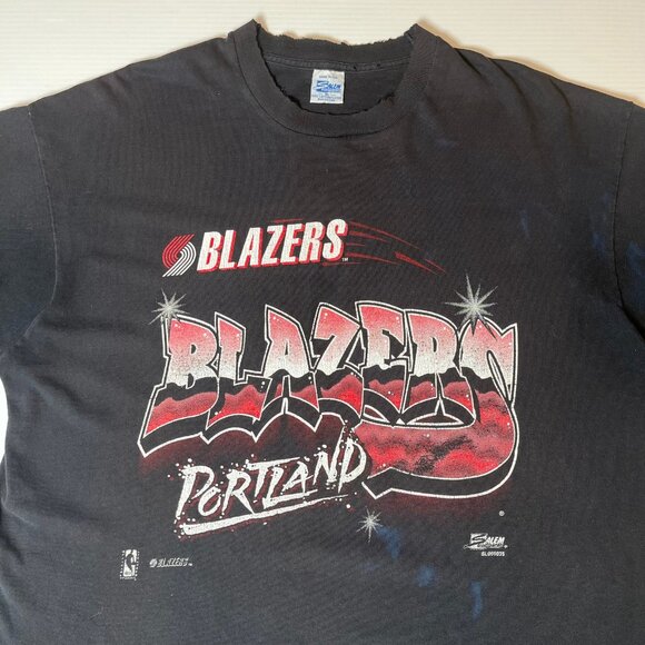 90s Salem Sportswear Portland Blazers Graffiti Tee XL - Picture 2 of 9